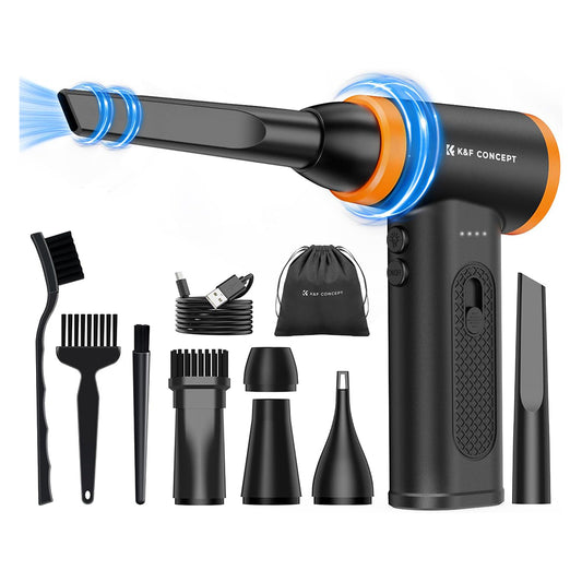 K&F Concept Compressed Jet Air Duster Portable Blower 5000mAh with Adjustable 120000 RPM, 6 Nozzle Styles, USB Type-C Port for PC Computers, Camera Lenses, Keyboards, Peripherals & Appliances Deep Cleaning