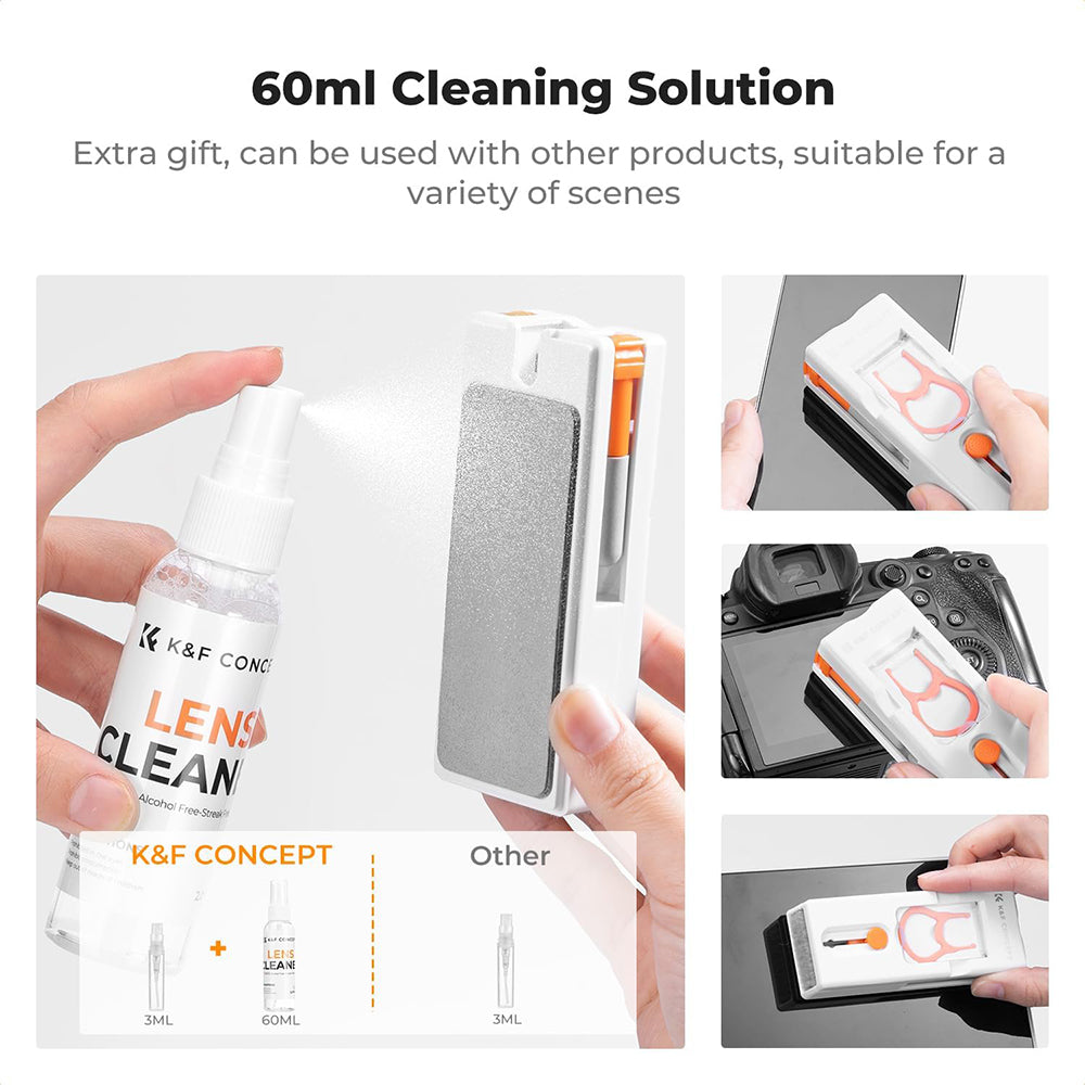 K&F Concept 11-in-1 Portable Cleaning Tool Kit with Compact Storage Design for Cameras, Lenses, Keyboards, Laptop, Computers, Monitors, Smartphones, Tablets, Headphones, Earbuds, Earphones, Electronics and Mobile Devices | KF08-051