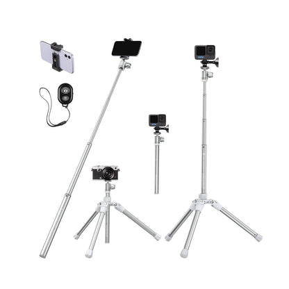 K&F Concept 2-In-1 Portable Vlogging Selfie Stick Tripod with Smartphone Holder, Bluetooth Remote Shutter Controller, and Ball Head - Eccentric Tube, 4-Section Legs, 67" Maximum Working Height, and 4kg Load Capacity for Phones and Cameras