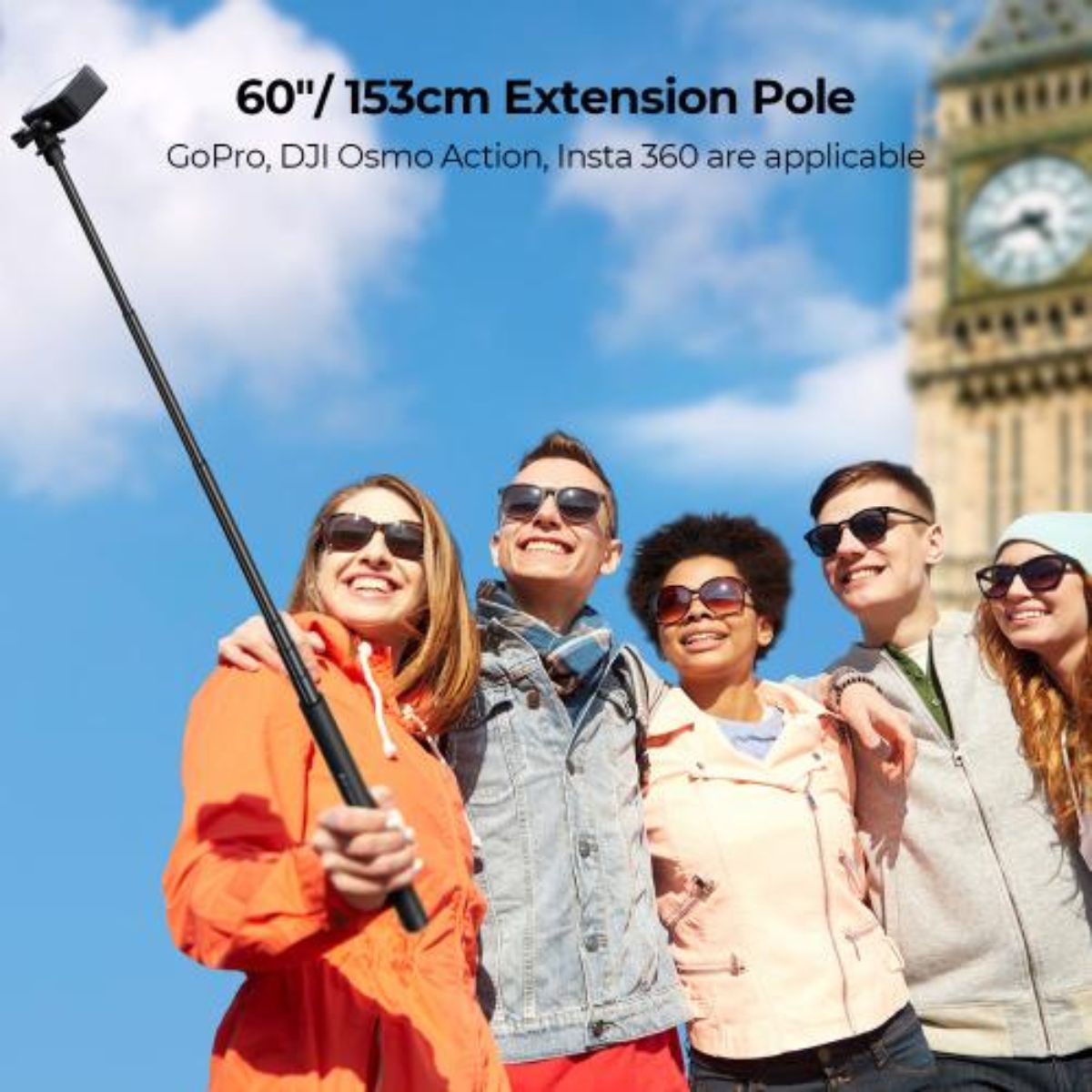 K&F Concept MS07 16m / 60 inch Adjustable Extension Pole Stick for Insta360 GoPro DJI Osmo Action Camera & Mobile Phone Holder