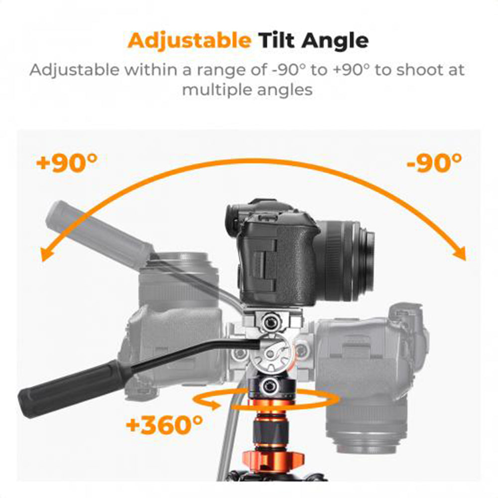 K&F Concept 173cm Ball / Fluid Head Carbon Fiber Tripod with Arca-Swiss Quick Release Plate, Detachable Monopod & 2-in-1 Tablet + Smartphone Holder for Cameras, Studio Lighting, Photography, Vlogging & Live Streaming
