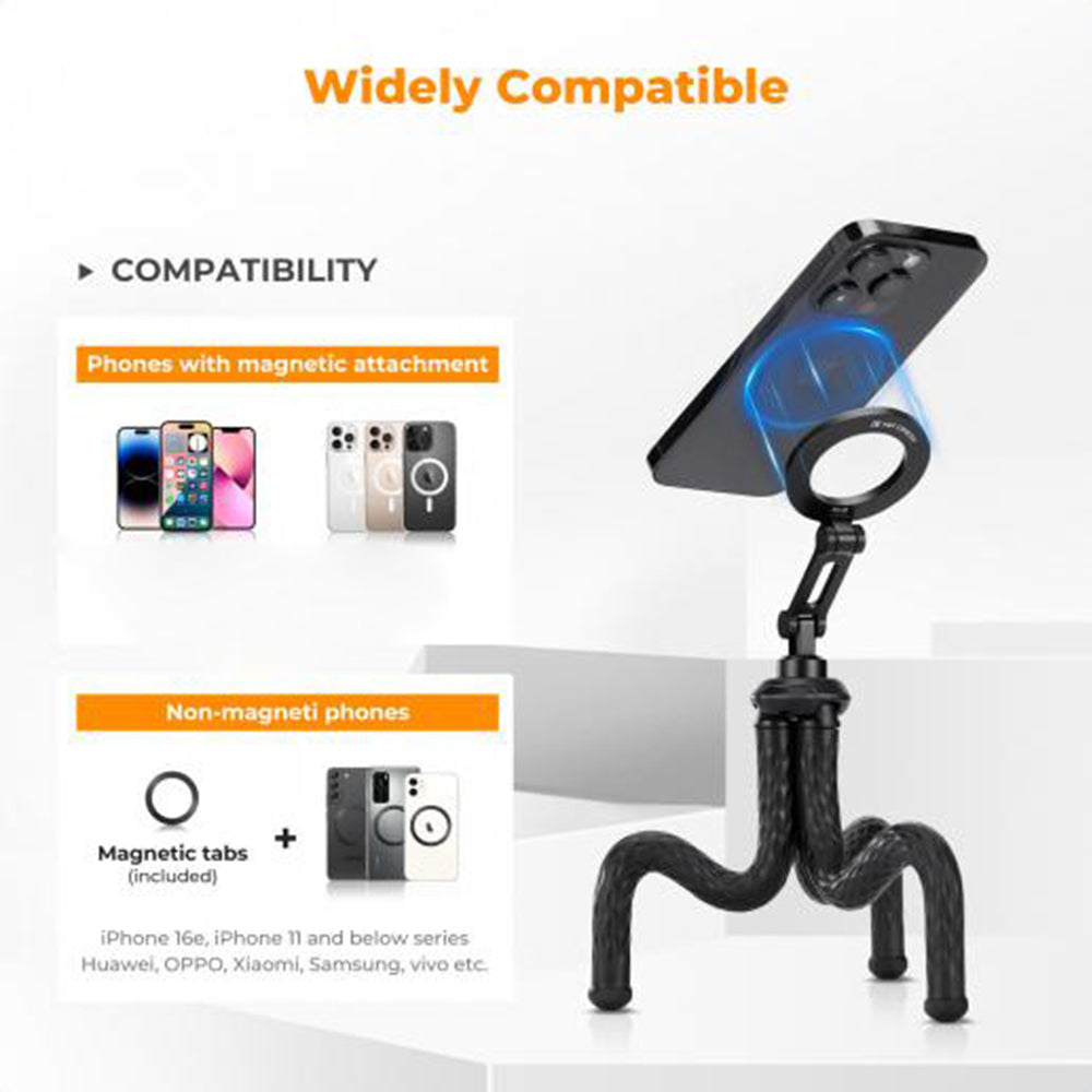 K&F Concept MS29 MS36 Extendable Flexible Octopus Tripod + Remote with MagSafe Magnetic Holder for Smartphones, Mirrorless and Action Cameras | KF09-152 KF09-164