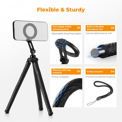 K&F Concept MS29 MS36 Extendable Flexible Octopus Tripod + Remote with MagSafe Magnetic Holder for Smartphones, Mirrorless and Action Cameras | KF09-152 KF09-164