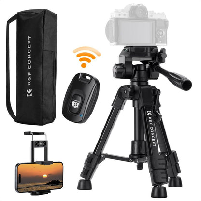K&F Concept S233A0 Mini Desk Tripod w/ 25" Max Height, 4kg Load Capacity, Universal 1/4" Screw, 3-Way Pan Head & Remote Control Aluminum Tabletop Portable Travel Tripod for DSLR Cameras, Camcorders, Smartphones, Potography & Spotting Scopes