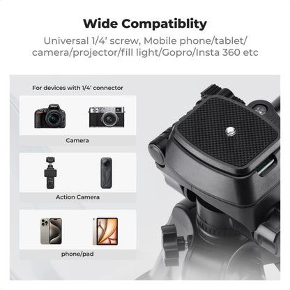 K&F Concept S233A0 Mini Desk Tripod w/ 25" Max Height, 4kg Load Capacity, Universal 1/4" Screw, 3-Way Pan Head & Remote Control Aluminum Tabletop Portable Travel Tripod for DSLR Cameras, Camcorders, Smartphones, Potography & Spotting Scopes