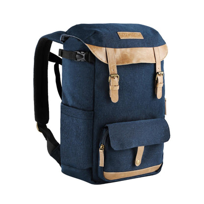 K&F Concept 20L Camera Electronics Backpack with 15 Inch Laptop Compartment, Built-In Waterproof Rain Cover for Drones, Lens, Tripod, DSLR/SLR, Mirrorless Camera & Accessories (Blue, Black) | KF13-066V10 KF13-066V12