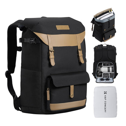 K&F Concept 20L Camera Electronics Backpack with 15 Inch Laptop Compartment, Built-In Waterproof Rain Cover for Drones, Lens, Tripod, DSLR/SLR, Mirrorless Camera & Accessories (Blue, Black) | KF13-066V10 KF13-066V12
