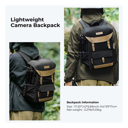 K&F Concept 20L Camera Electronics Backpack with 15 Inch Laptop Compartment, Built-In Waterproof Rain Cover for Drones, Lens, Tripod, DSLR/SLR, Mirrorless Camera & Accessories (Blue, Black) | KF13-066V10 KF13-066V12
