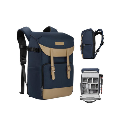 K&F Concept 20L Camera Backpack with 15" Laptop Compartment, Tripod Holder, Rain Cover, 20 Liters Large Capacity Storage Bag for Sony Fujifilm Canon Nikon Lumix DJI Drone, Lenses, Battery, Speedlite Flash, Photo & Video - Urban Wander 02 | Black, Blue