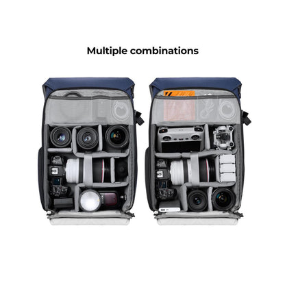 K&F Concept 20L Camera Backpack with 15" Laptop Compartment, Tripod Holder, Rain Cover, 20 Liters Large Capacity Storage Bag for Sony Fujifilm Canon Nikon Lumix DJI Drone, Lenses, Battery, Speedlite Flash, Photo & Video - Urban Wander 02 | Black, Blue