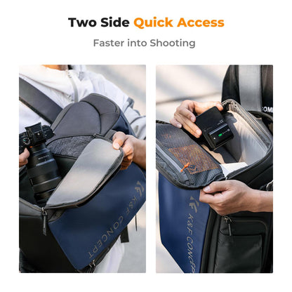 K&F Concept Camera Alpha Backpack Air 25L with 16" Computer Compartment, Top & Side Access, Internal Support Fibers Bars and Raincover for Videography & Photography (Grey) KF13-128V3