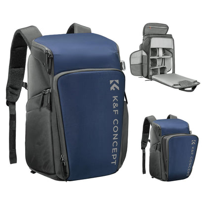 K&F Concept Camera Alpha Backpack Air 25L with 16" Computer Compartment, Top & Side Access, Internal Support Fibers Bars and Raincover for Videography & Photography (Grey) KF13-128V3
