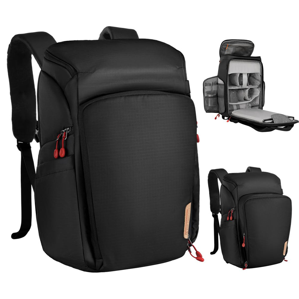 K&F Concept 25L Camera Backpack with 16" Laptop Compartment, Expandable Up to 4L, Quickdraw Dual Compartment, Rain Cover for Sony Fujifilm Canon Nikon Lumix DJI Drone, Lenses, Battery, Speedlite Flash & Photography Accessories Storage Bag