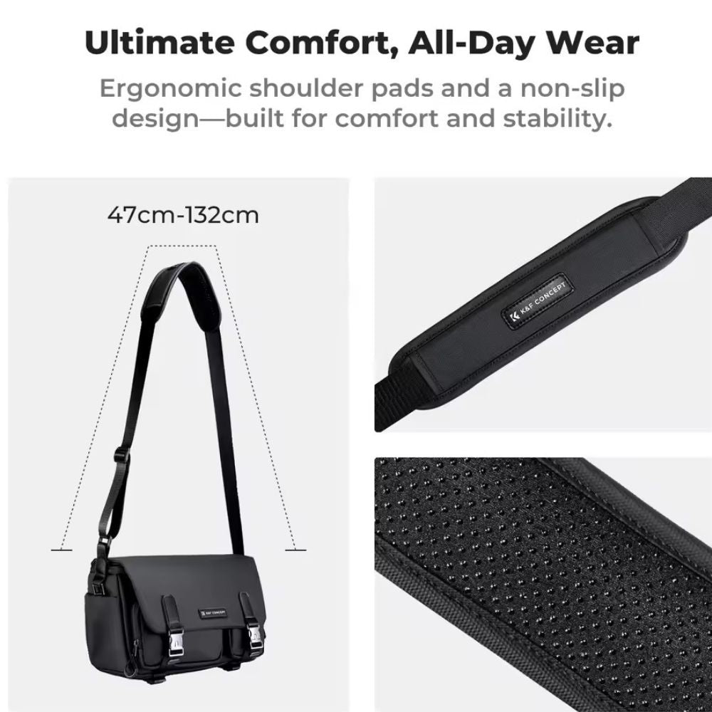K&F Concept 10L Urban Wander Crossbody Shoulder Sling Camera Bag w/ Magnetic Quick Access, Waterproof Design, Adjustable Dividers, Front and Mesh Pockets for Mirrorless, Lenses, Drones, Action Cameras & Acessories - Travel and Photography