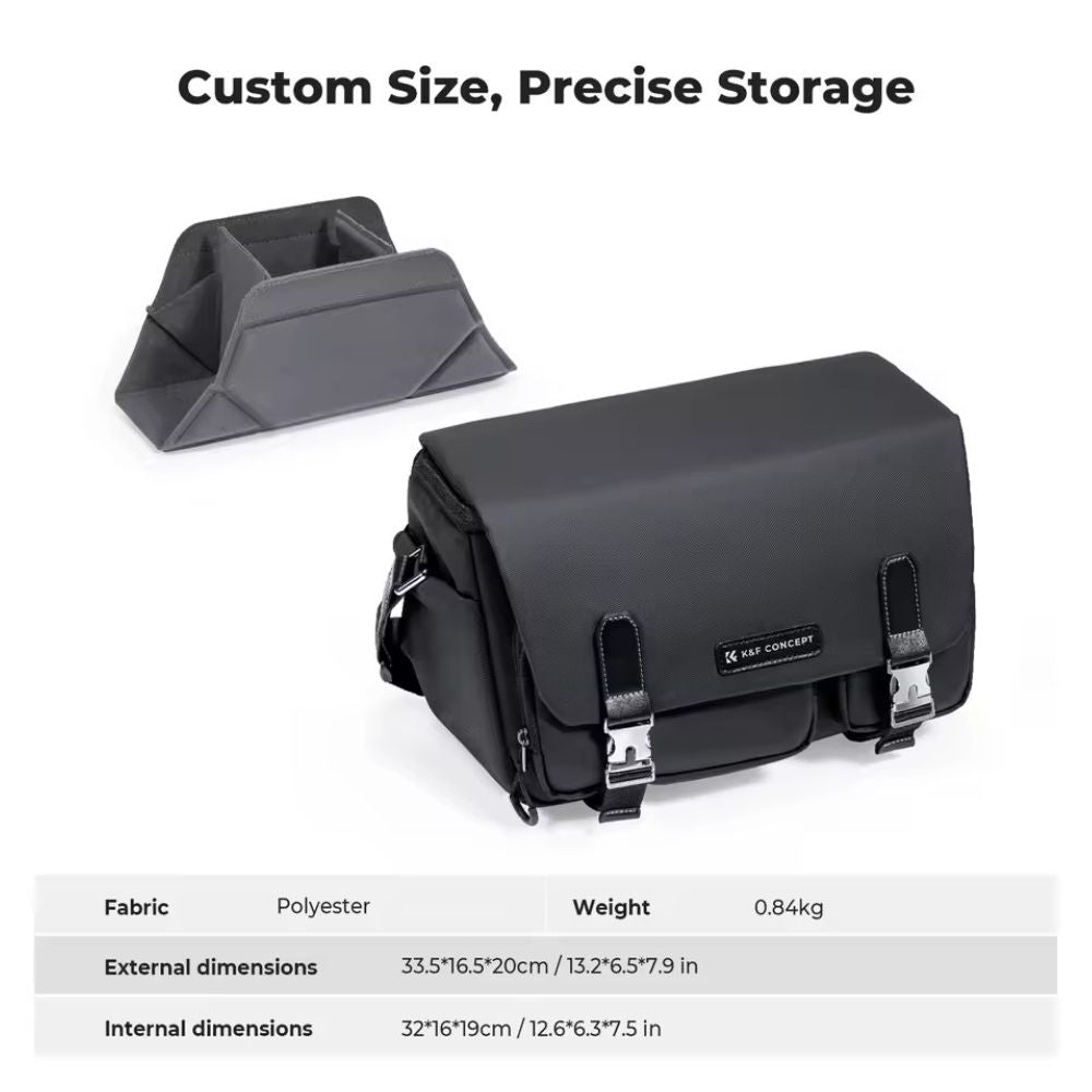 K&F Concept 10L Urban Wander Crossbody Shoulder Sling Camera Bag w/ Magnetic Quick Access, Waterproof Design, Adjustable Dividers, Front and Mesh Pockets for Mirrorless, Lenses, Drones, Action Cameras & Acessories - Travel and Photography
