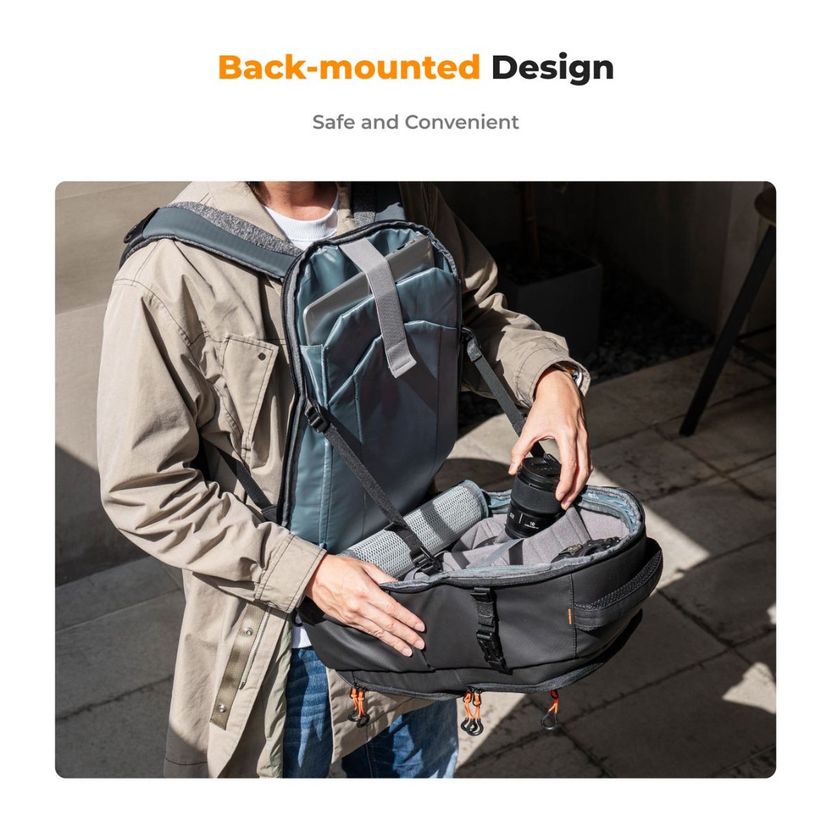 K F Concept 30L Beta Camera Backpack V2 with 15 Laptop Compartment Tripod Holder Quick Side Rear Access Pockets Large Capacity Storage Bag for