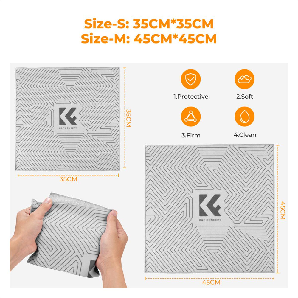 K&F Concept 45x45cm/35x35cm Magic Cloth Anti-Scratch Protective Wrap for Cameras, Lenses, Flashes, Drones, Tablets, Smartphones & Accessories for Storage & Cleaning