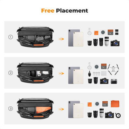 [CLEARANCE] K&F Concept Alpha 10L Camera Sling Bag with Tripod Holder & 3-Layer Compartments for Sony Fujifilm Canon Nikon Lumix Lumix Digital Camera, Lenses, Battery, Speedlite Flash and Photography Accessories (Green)
