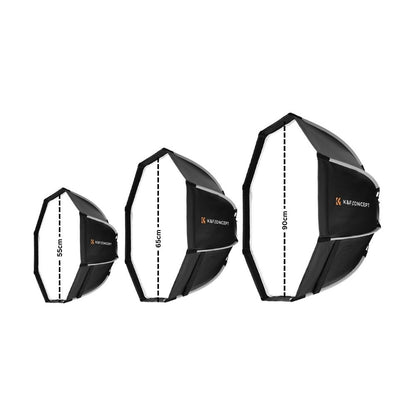 K&F Concept 55cm 65cm 90cm QR Bowens Mount Octagol Umbrella Softbox with 8 Durable Elastic Ribs and High Quality Fabric for Camera Lighting Photo and Video Studio Equipment