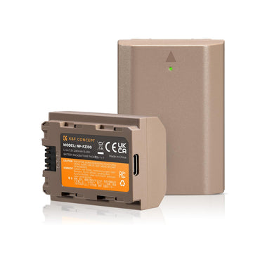K&F Concept NP-FZ100 Rechargeable Replacement Li-ion Battery Pack 2280mAh 7.2V with USB Type C Direct Charging for Sony Alpha, A9, A7III, A7RIII, A7RIV, A6600, ZV-E1, FX3, FX30 Mirrorless Camera (2 Pack) | KF28-0023S1