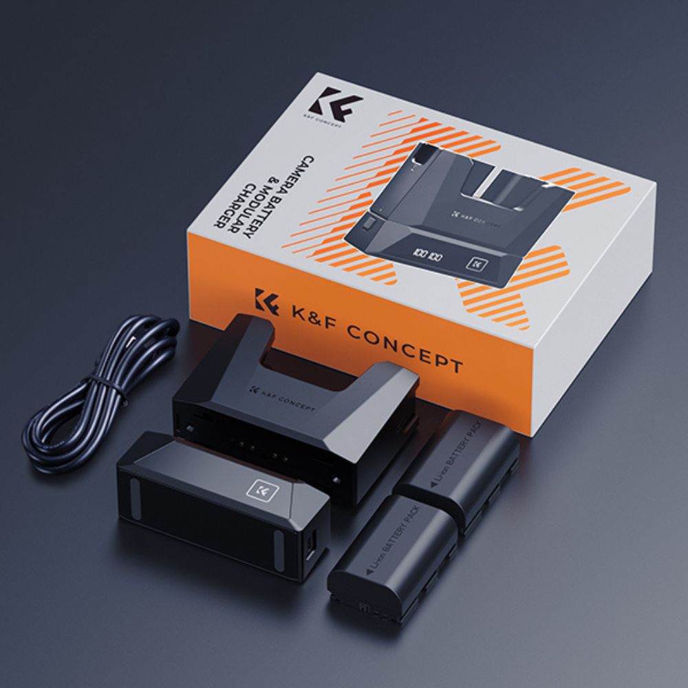 K&F Concept LP-E6 / LP-E6N / LP-E6NH 2-Pack 2600mAh Camera Batteries with Dual-Slot Detachable PD 18W Fast Charger Kit with LED Display, USB C Charging Cable and Port, SD Card Storage for Selected Canon Mirrrorless, DSLR Cameras and Camcorders
