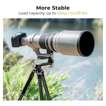 K&F Concept Aluminum Cantilever Tripod Head with 1/4" Arca-Type Quick Release Plate, 20kg/44lbs Load Capacity, 180° Pitch Shooting Angle for DSLR/SLR, Mirrorless Camera | Photography Equipment