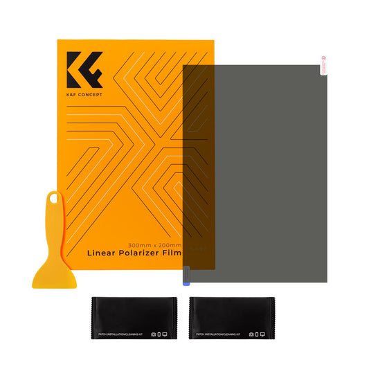 K&F Concept (300 x 200mm) Linear Polarizing Film Sheet with Plastic Scraper, Dry and Moist Cleaning Wipes | KF31-074