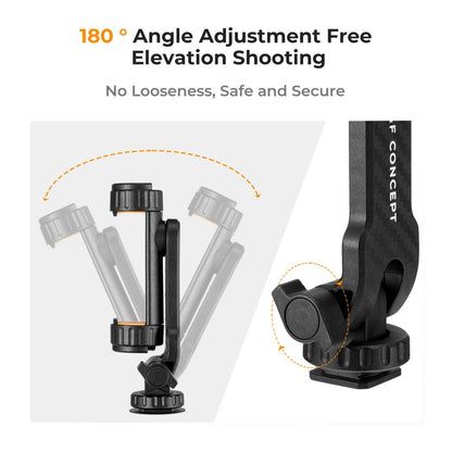 [CLEARANCE] K&F Concept Tripod Mount Phone Holder for iPhone & Android Smartphones with Dual Cold Shoe for LED Fill Lights, Microphones, and Camera Accessories