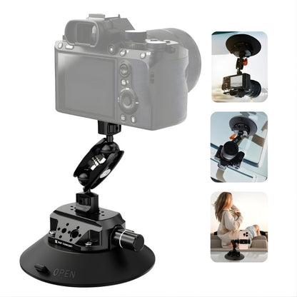 K&F Concept Vacuum Suction Cup Mount w/ 360° Ball Head, 1/4" & 3/8" Screws for Phones & Action Cam