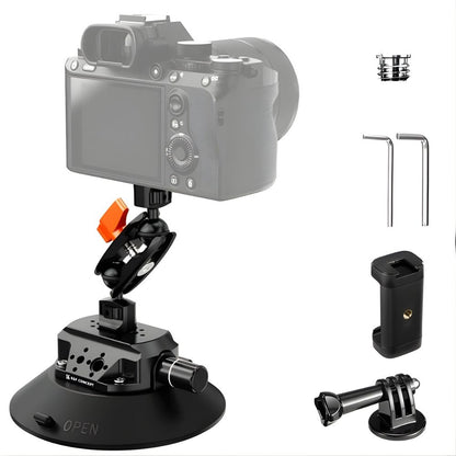 K&F Concept Vacuum Suction Cup Mount w/ 360° Ball Head, 1/4" & 3/8" Screws for Phones & Action Cam