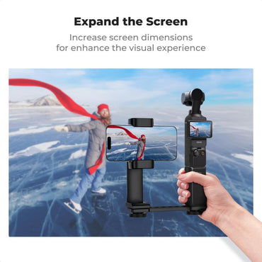 K&F Concept Phone Holder Mount for DJI Osmo Pocket 3, Adjustable Mobile Phone Clip Expansion Accessory with 1/4" Thread and Cold Shoe, Compatible with Tripods, Selfie Sticks, and Vlogging Setups
