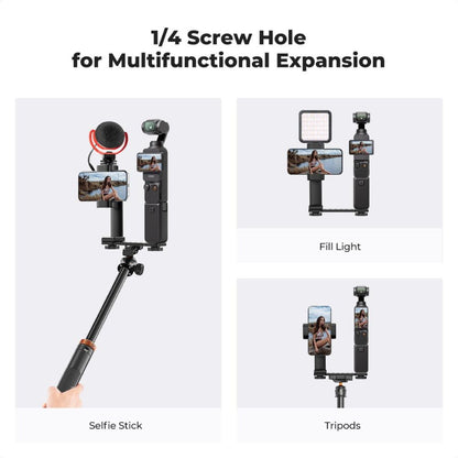 K&F Concept Phone Holder Mount for DJI Osmo Pocket 3, Adjustable Mobile Phone Clip Expansion Accessory with 1/4" Thread and Cold Shoe, Compatible with Tripods, Selfie Sticks, and Vlogging Setups
