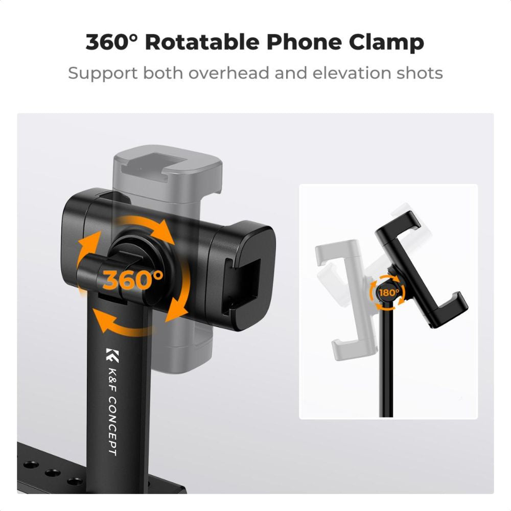 K&F Concept Phone Holder Mount for DJI Osmo Pocket 3, Adjustable Mobile Phone Clip Expansion Accessory with 1/4" Thread and Cold Shoe, Compatible with Tripods, Selfie Sticks, and Vlogging Setups