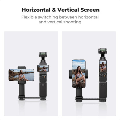 K&F Concept Phone Holder Mount for DJI Osmo Pocket 3, Adjustable Mobile Phone Clip Expansion Accessory with 1/4" Thread and Cold Shoe, Compatible with Tripods, Selfie Sticks, and Vlogging Setups