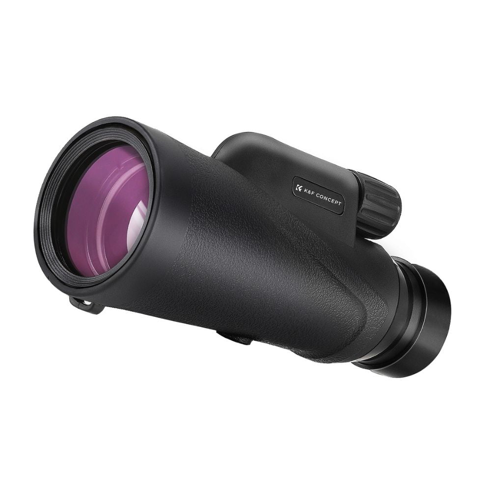 K&F Concept 8x42 HD Portable Wide Angle Waterproof Monocular Telescope with Multi-Coated BAK-4 Prism Lens, Mobile Phone Holder, Mini Tripod, Lanyard and Easy Focus for Outdoor Sports Hunting Hiking Camping Travel Photography - Black
