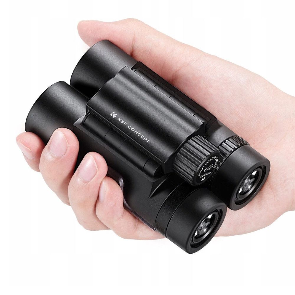 K&F Concept 8x25 Portable HD Waterproof Binoculars with Fully Multi-Coated BAK-4 Prism Lens, Multi-Layer Coating, Ultra-Far Visibility, Easy Focus, and Lanyard - Black