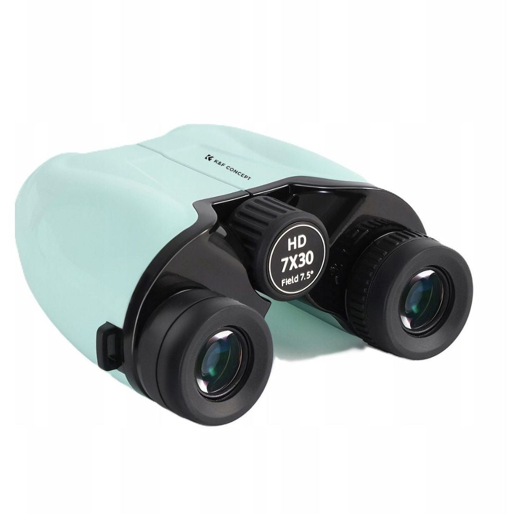 K&F Concept 7x30 Portable HD Waterproof Binoculars with Fully Multi-Coated BAK-4 Prism Lens, Multi-Layer Coating, Ultra-Far Visibility, Easy Focus, and Lanyard - Mint Blue