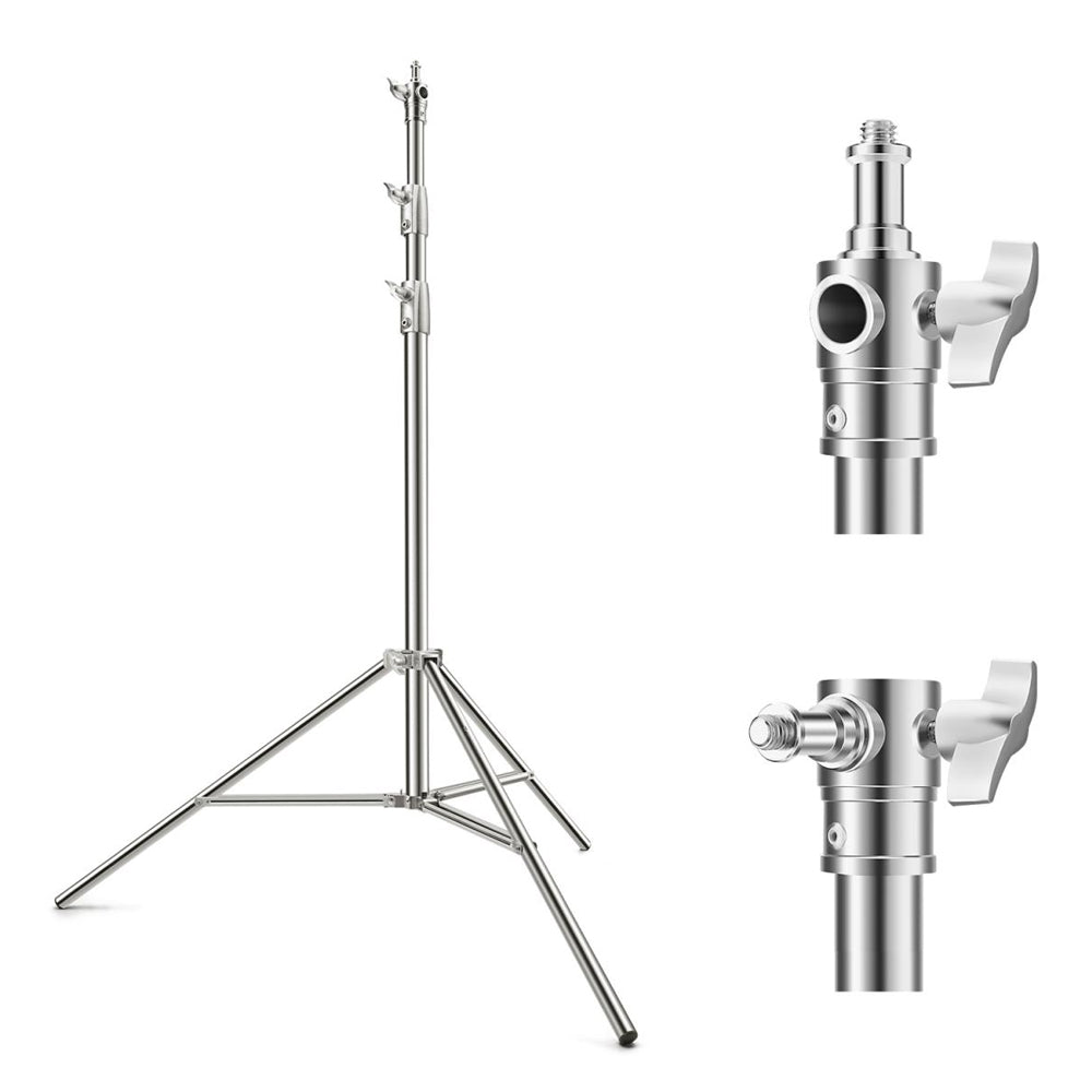 K&F Concept Stainless Steel / Iron Metal Heavy Duty Light Stand with In-Built Spring Buffer, Up to 11kg Max Payload & 2.8m Max Operational Height for Studio Light, Softbox and Photography Videography