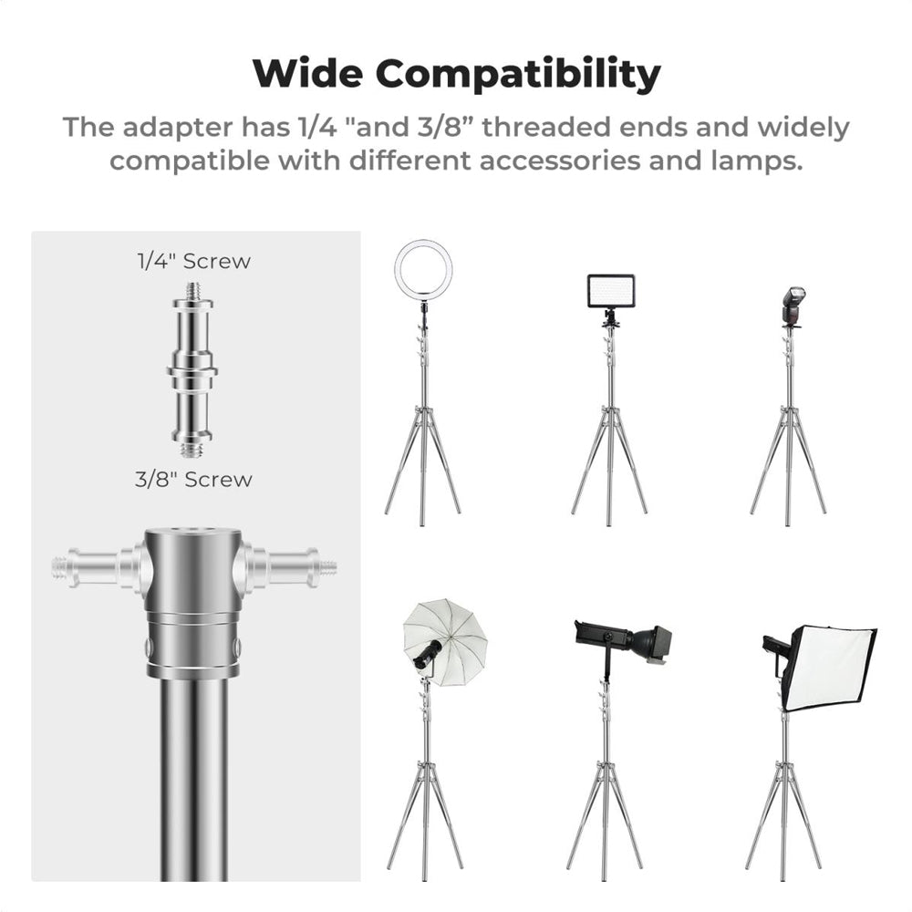 K&F Concept Stainless Steel / Iron Metal Heavy Duty Light Stand with In-Built Spring Buffer, Up to 11kg Max Payload & 2.8m Max Operational Height for Studio Light, Softbox and Photography Videography