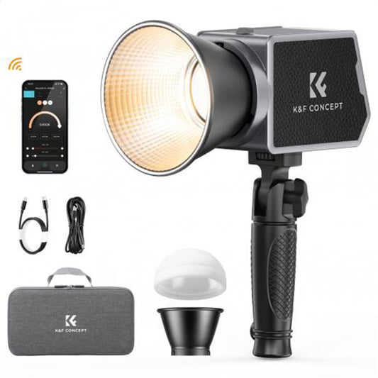 K&F Concept PL-60B 60W COB LED 97+ Bi-Color Handheld Palm-Sized Video Light with Reflector, Noise-Free Cooling Fan, 12 Light Effects, Onboard & Wireless Control for Photography, Filmmaking & Studio Lightning | KF34-045