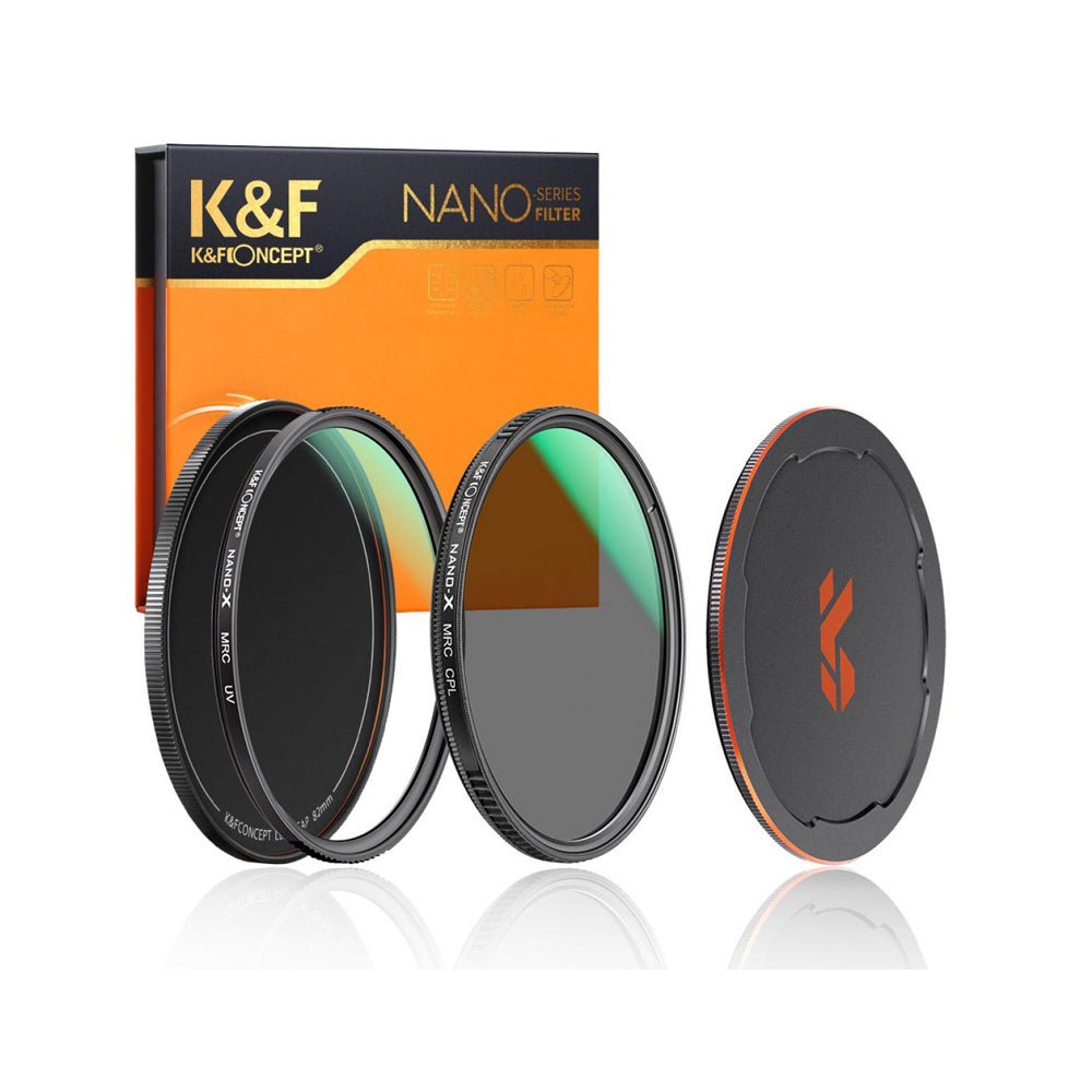 [CLEARANCE] K&F Concept Nano-X Series Polarizing + MC Ultraviolet (MCUV + CPL) Optical Lens Filter Kit  Waterproof HD MRC 28-Layer Nano-Coated with Metal Lens Cap & Pouch for Camera Lens | 49mm, 52mm