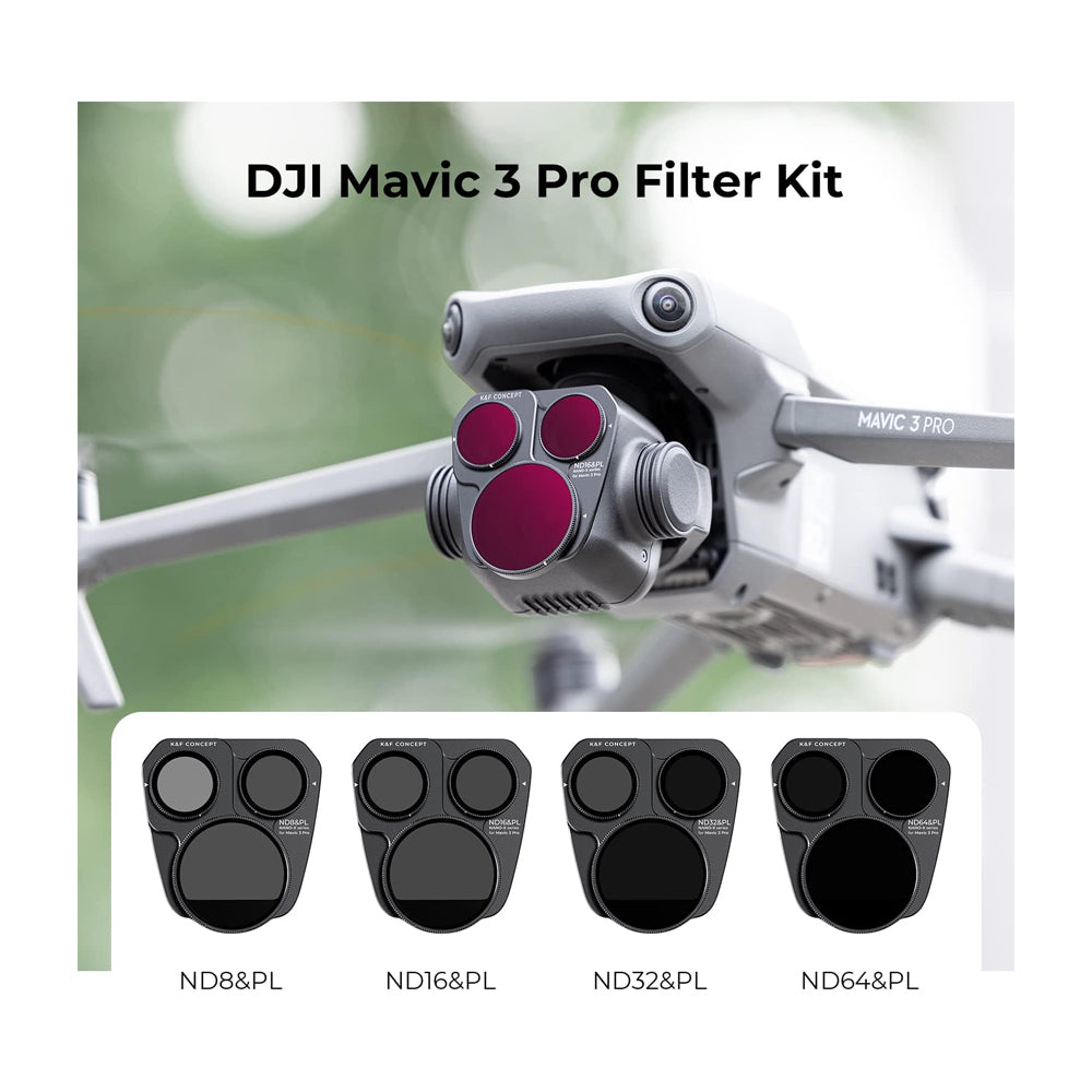 K&F Concept Nano-X Series DJI Mavic 3 Pro Neutral Density Polarizing (ND8 & PL + ND16 & PL + ND32 & PL + ND64 & PL) Optical Lens Filter Kit Waterproof UHD MRC 28-Layer Nano-Coated | Aerial Drone Lens Filter