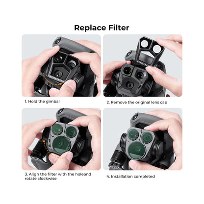 [CLEARANCE] K&F Concept Nano-X Series DJI Mavic 3 Pro Neutral Density + Polarizing (CPL + ND8 + ND16) Optical Lens Filter Waterproof UHD MRC 28-Layer Nano-Coated | Aerial Drone Lens Filter