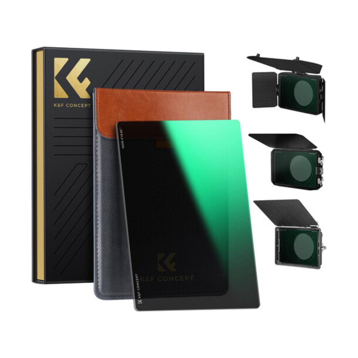 K&F Concept Matte Box System Kit with 4x5.65" Square Filters and Adapter Rings for DSLR and Mirrorless Camera Lenses - Multi-coated High-definition Optical Glass and Lightweight Frame