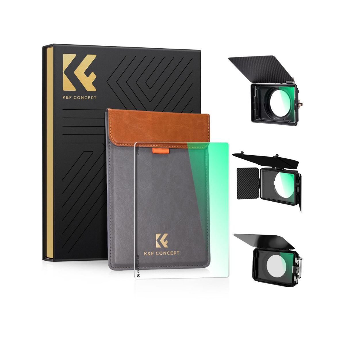 K&F Concept Matte Box System Kit with 4x5.65" Square Filters and Adapter Rings for DSLR and Mirrorless Camera Lenses - Multi-coated High-definition Optical Glass and Lightweight Frame