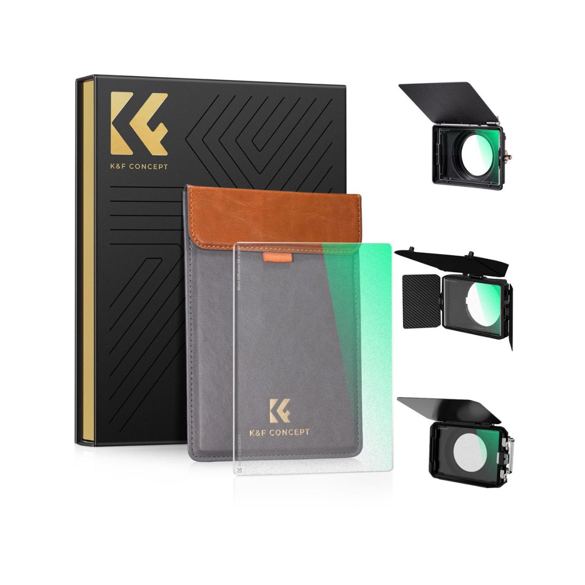 K&F Concept Matte Box System Kit with 4x5.65" Square Filters and Adapter Rings for DSLR and Mirrorless Camera Lenses - Multi-coated High-definition Optical Glass and Lightweight Frame