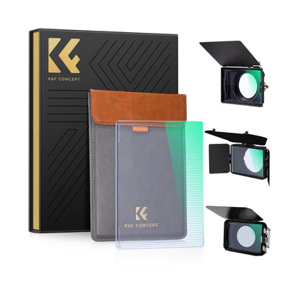 K&F Concept Matte Box System Kit with 4x5.65" Square Filters and Adapter Rings for DSLR and Mirrorless Camera Lenses - Multi-coated High-definition Optical Glass and Lightweight Frame