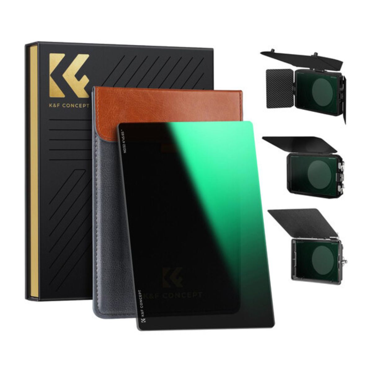 K&F Concept Matte Box System Kit with 4x5.65" Square Filters and Adapter Rings for DSLR and Mirrorless Camera Lenses - Multi-coated High-definition Optical Glass and Lightweight Frame