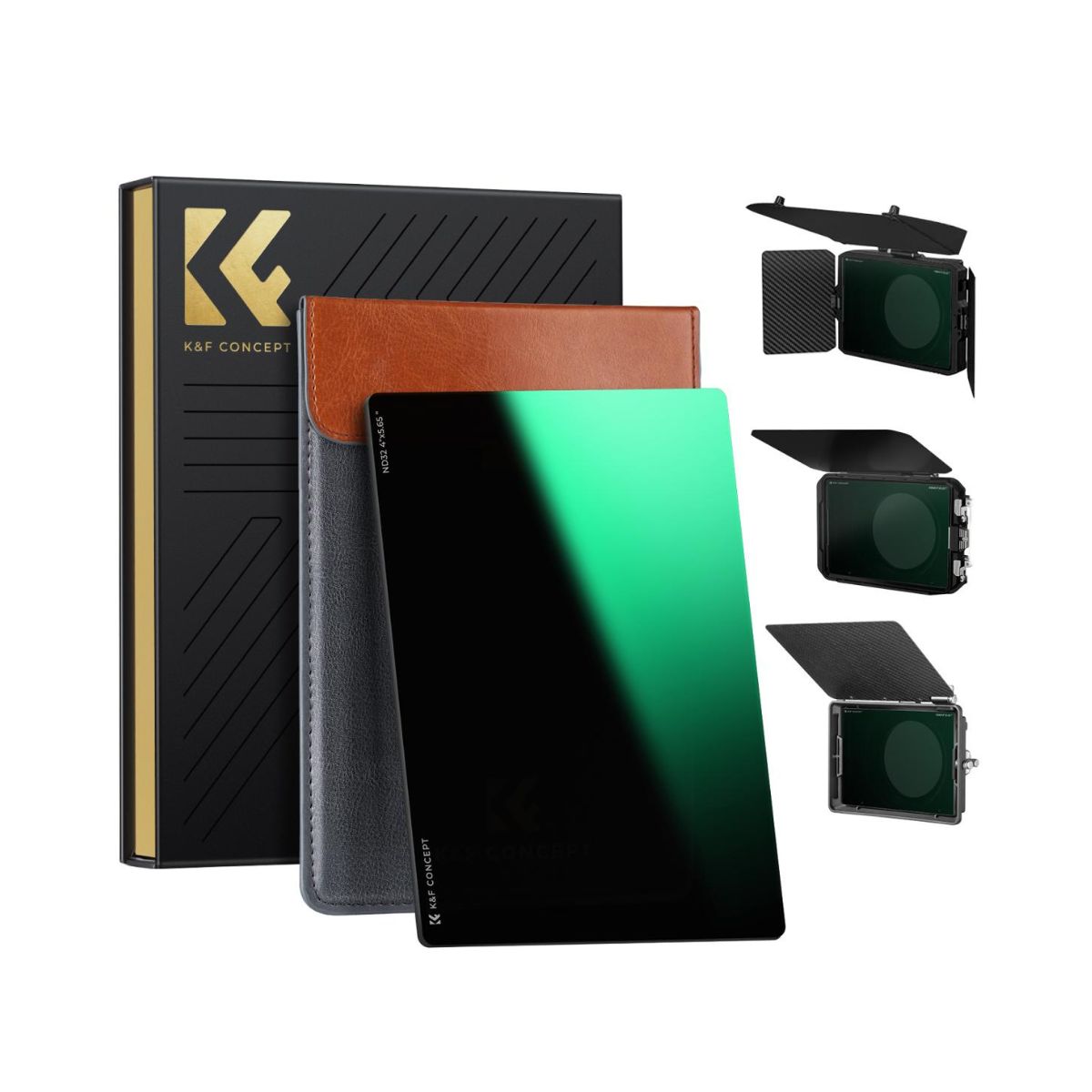 K&F Concept Matte Box System Kit with 4x5.65" Square Filters and Adapter Rings for DSLR and Mirrorless Camera Lenses - Multi-coated High-definition Optical Glass and Lightweight Frame