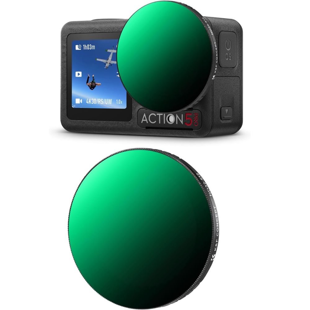 K&F Concept Nano-X Series 2-in-1 Hybrid ND2-32 / ND8 / ND16 / ND32 / ND64 / ND256 / ND1000 / ND32-512 + CPL Neutral Density Circular Polarizing Lens Filter Kit for DJI Osmo Action 3, 4 & 5 Pro, Anti-Glare Multi-Layer Coated AGC Glass